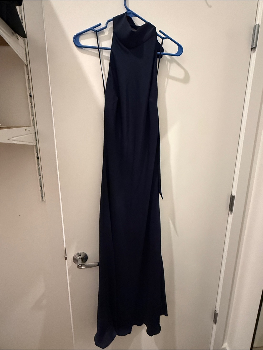 Aritzia Navy High-Neck Halter Maxi Dress